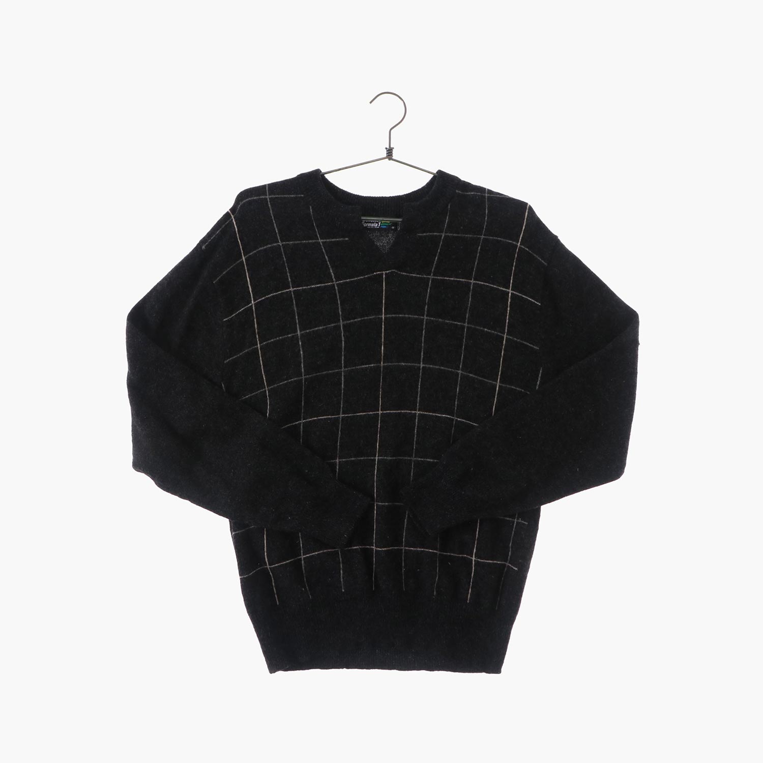 울 브이넥 패턴 니트/스웨터 공용 M PURPLE GARAGE